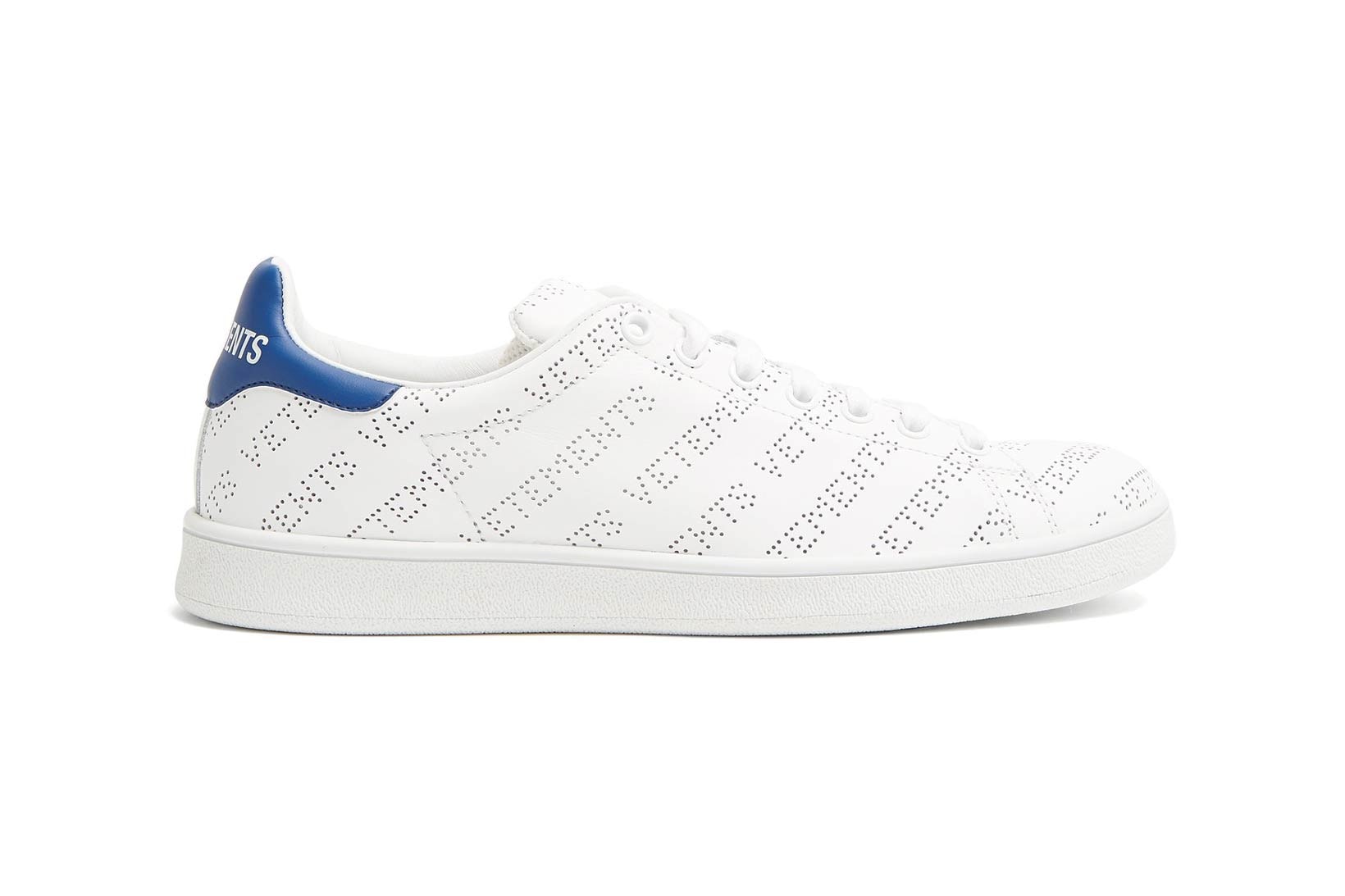 Vetements Perforated Logo Trainers Leather Blue
