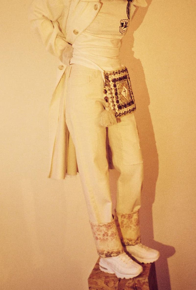 017 Hyein Seo Spring/Summer 2018 Collection Editorial Layered Lab Coat Patchwork Denim White