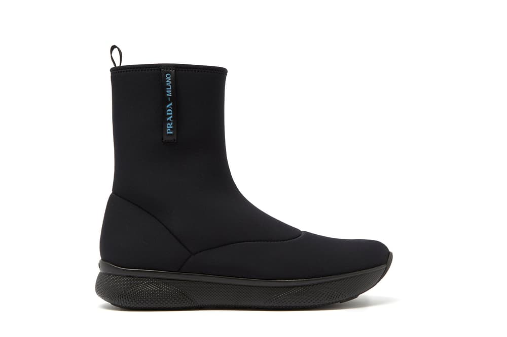 Prada Neoprene Black Ankle Boots | Hypebae
