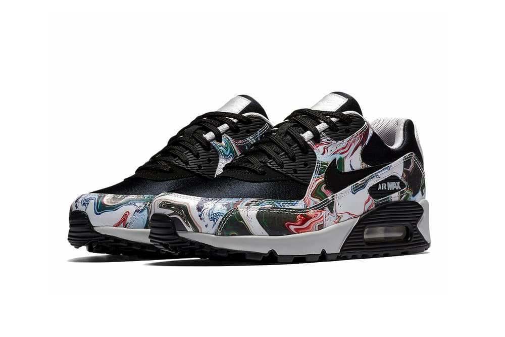 Nike Air Max 90 Marble Dye Vibrant Sneaker Red Blue Black White
