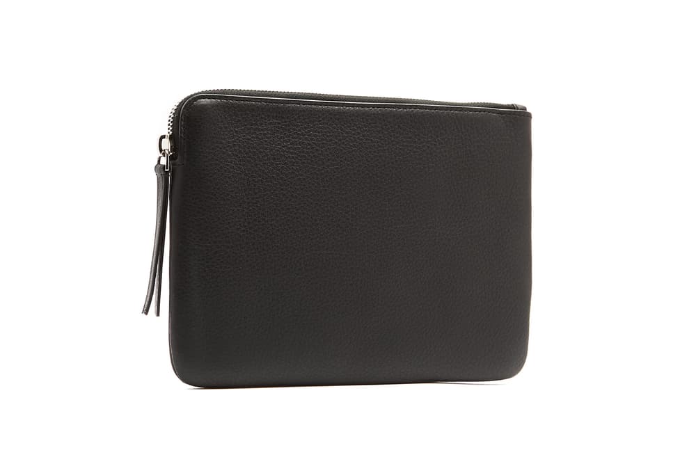 balenciaga shopping pouch black white calf leather grained