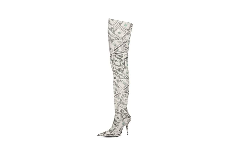 Balenciaga Knife Dollars Thigh High Boots White Green