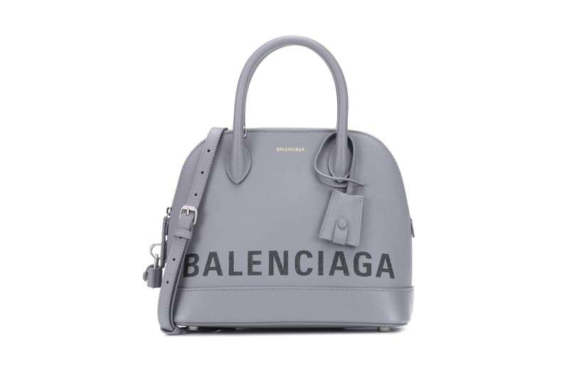 Balenciaga Ville S Leather Logo tote vans Bag Grey Black Print Designer