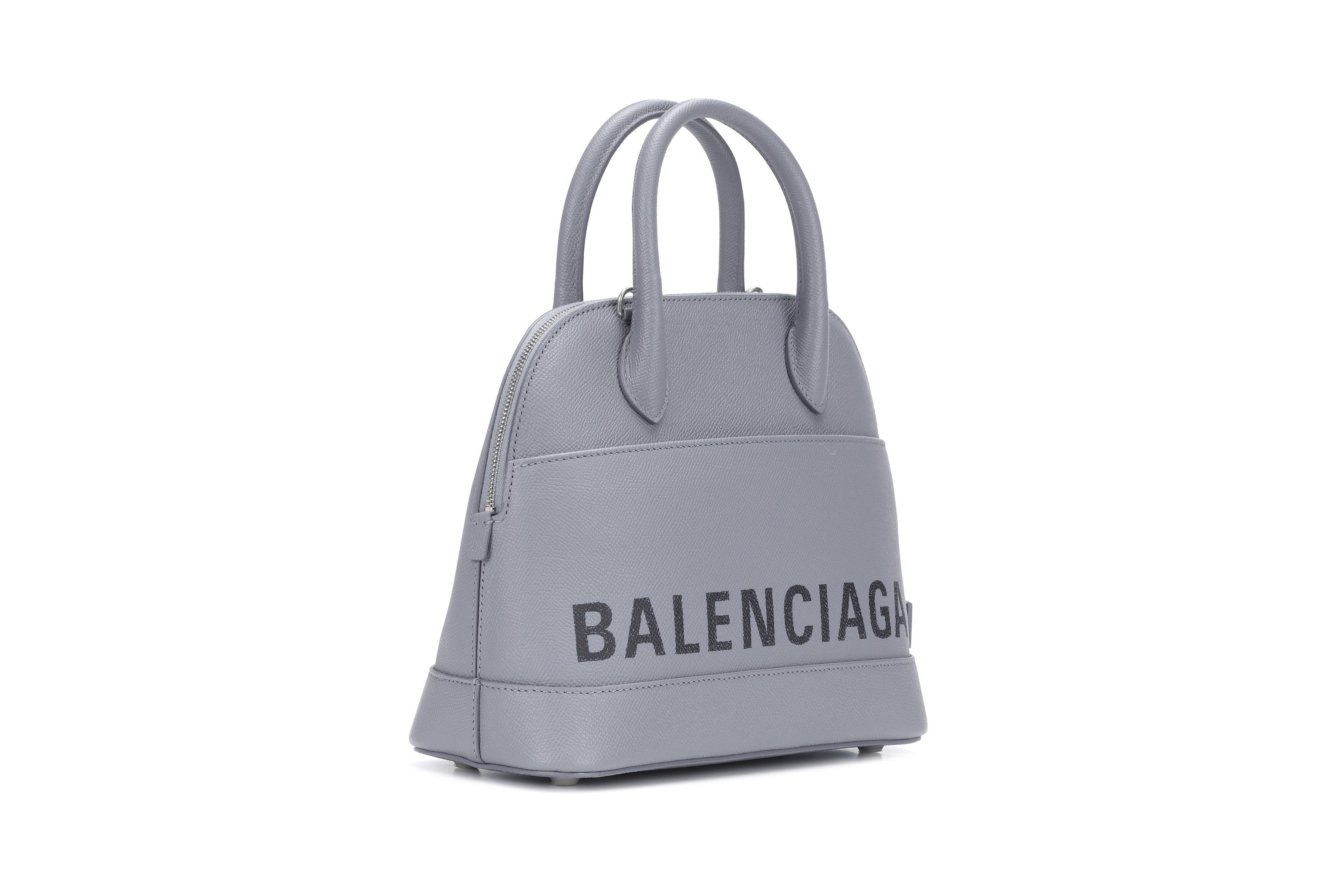 Balenciaga Ville S Leather Logo Tote Bag Grey Black Print Designer