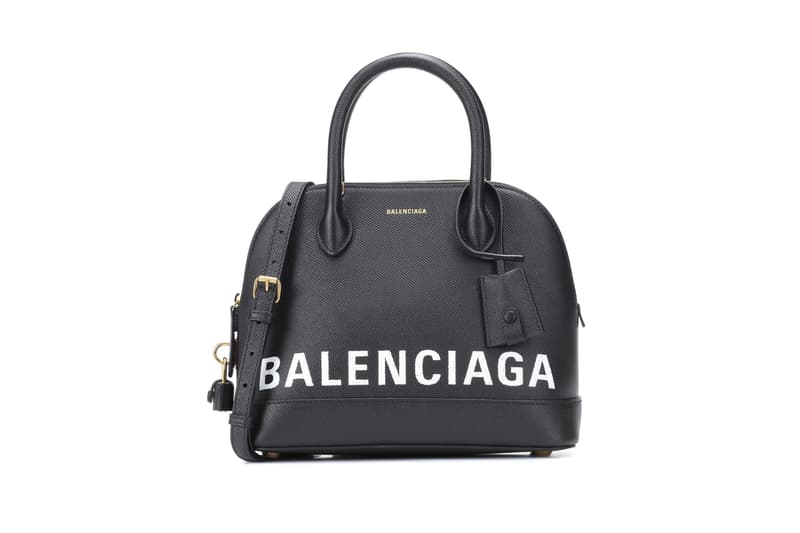 Balenciaga Ville S Leather Logo tote vans Bag Grey Black Print Designer