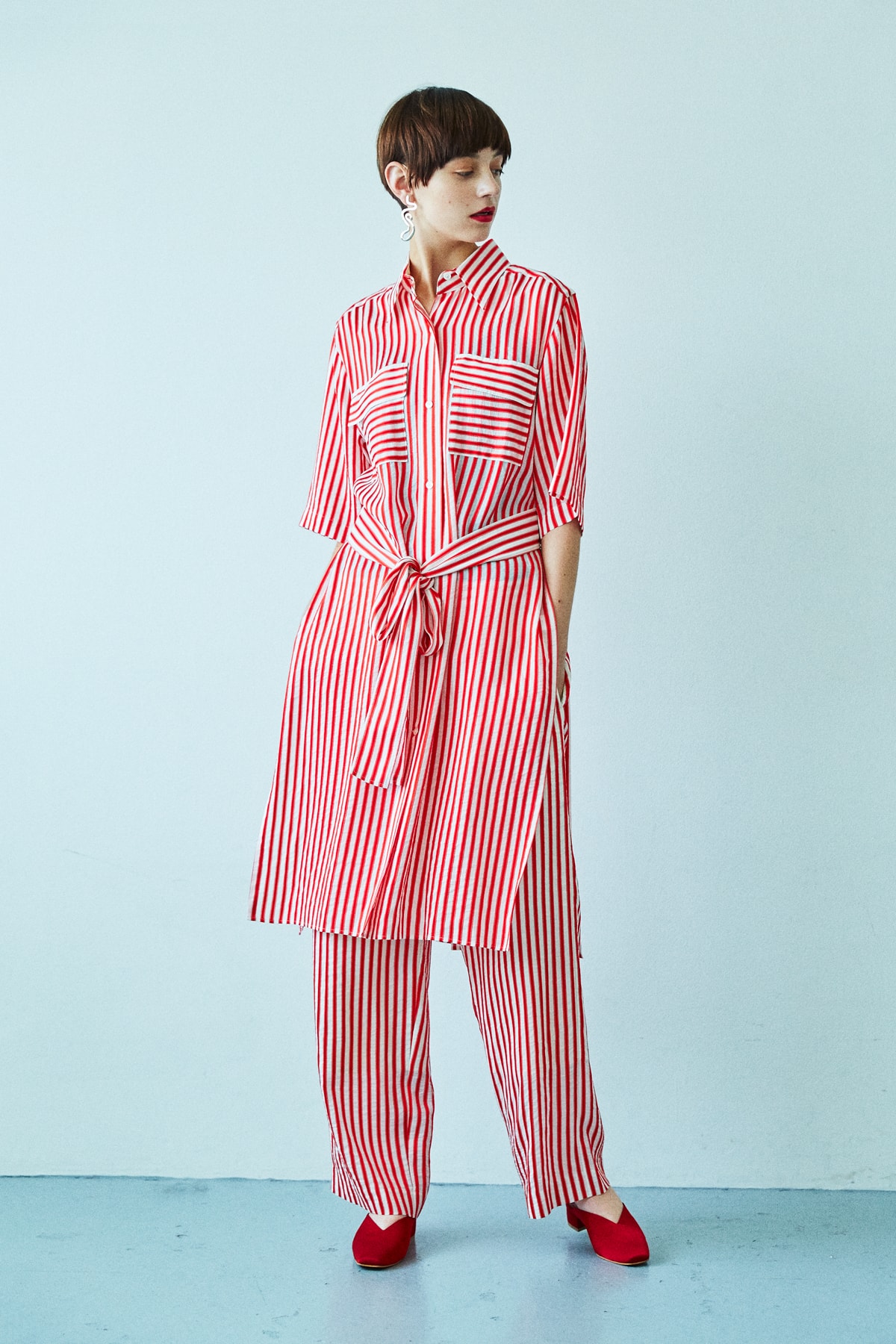 BEAUTY & YOUTH Spring/Summer 2018 Collection Lookbook Two-Piece Set Overized Button Up Pants Red White