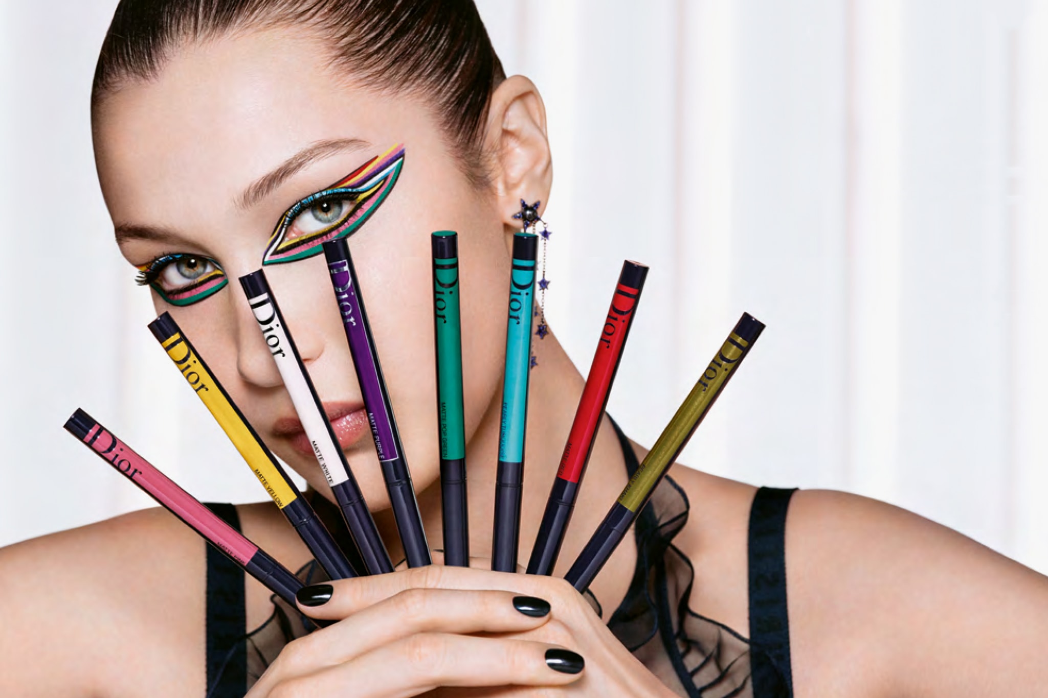 Bella Hadid Diorshow Dior Spring Makeup Collection Campaign Colorful Eyeliner Mascara Spring Summer Beauty