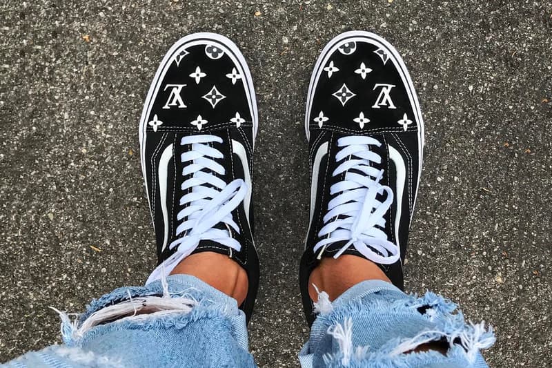 Vans Louis Vuitton Old Skool Custom Sneaker Black White Ripped Jeans Vandy the Pink Instagram Account