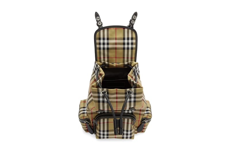 Burberry Beige Heritage Check Mini Backpack Print Nova Check Print Pattern Red White Black Yellow Bag