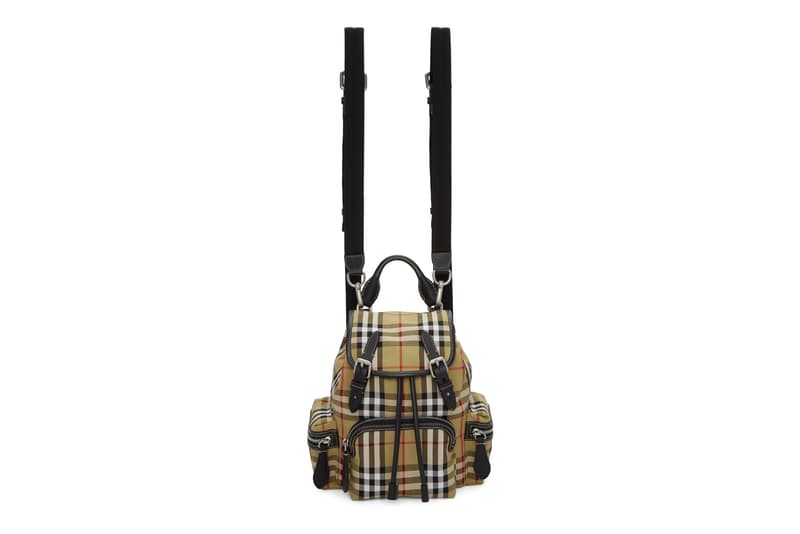 Burberry Beige Heritage Check Mini Backpack Print Nova Check Print Pattern Red White Black Yellow Bag