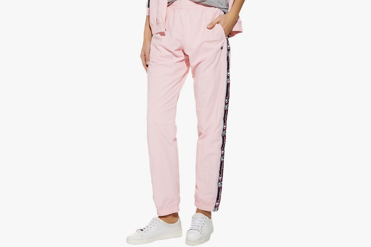 Champion's Logo-Tape Track Pants Just Dropped in Millennial Pink