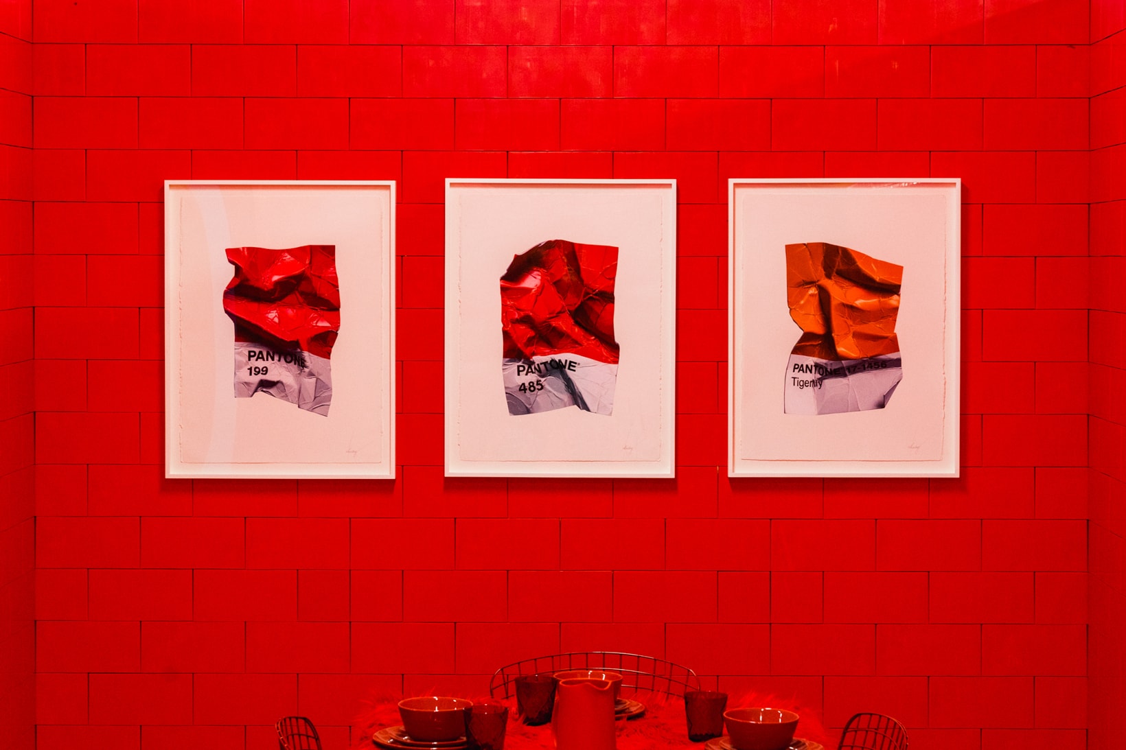 CJ Hendry Monochrome Greenpoint Brooklyn Exhibit Red Dining Room
