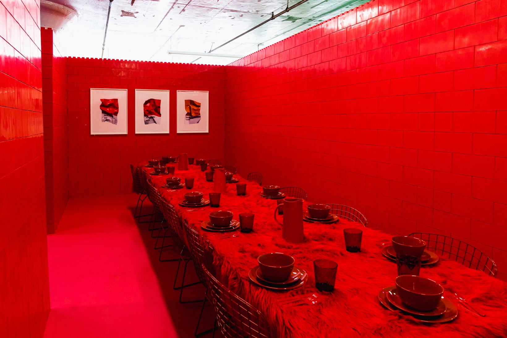 CJ Hendry Monochrome Greenpoint Brooklyn Exhibit Red Dining Room