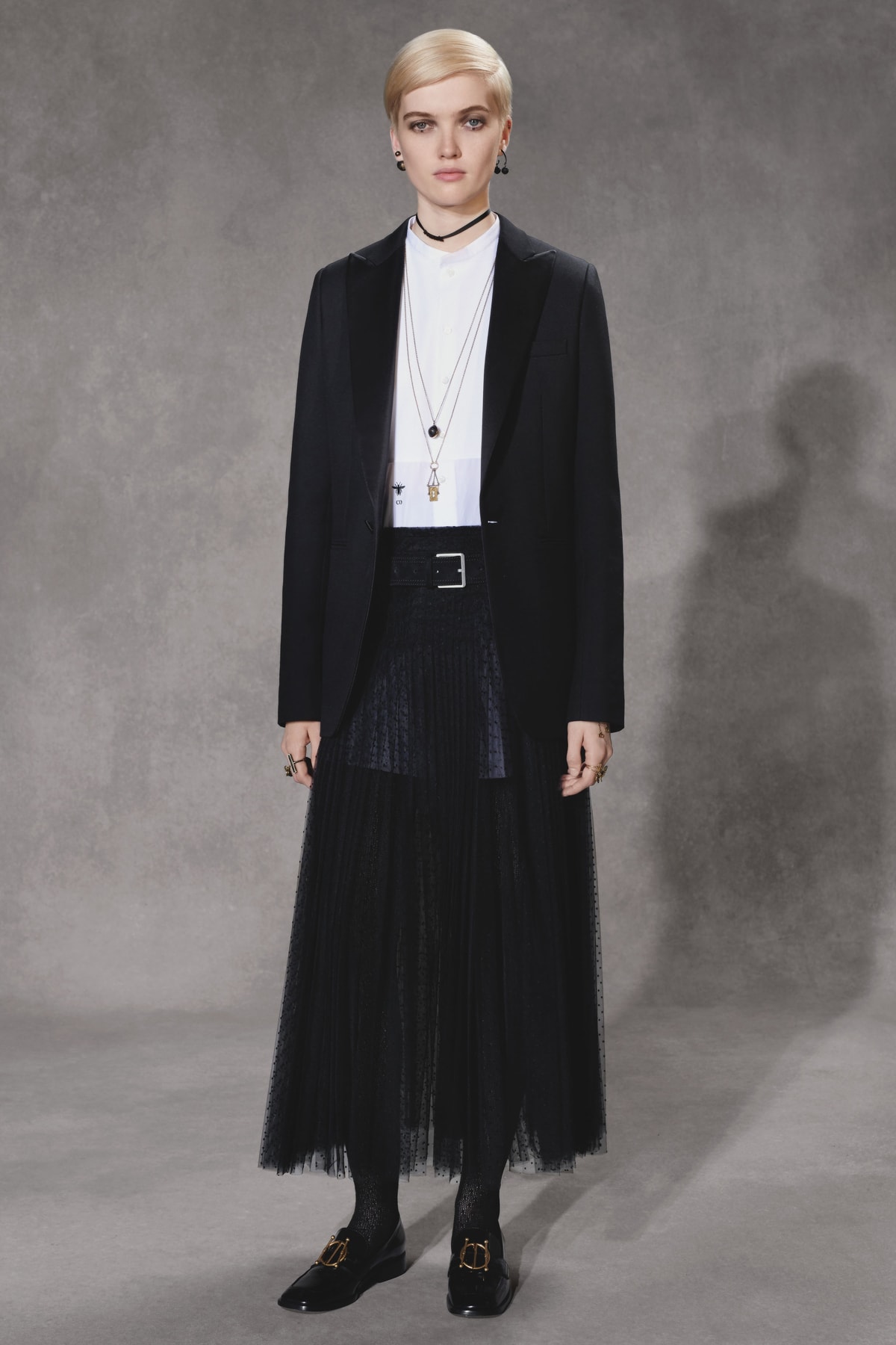 Dior Fall 2018 Collection Lookbook Blazer Sheer Skirt Black