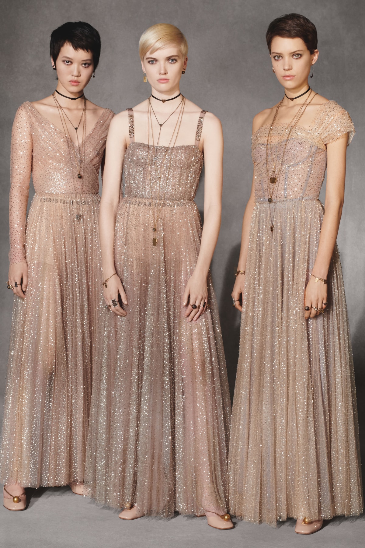 Dior Fall 2018 Collection Lookbook Sheer Tulle Dresses Tan