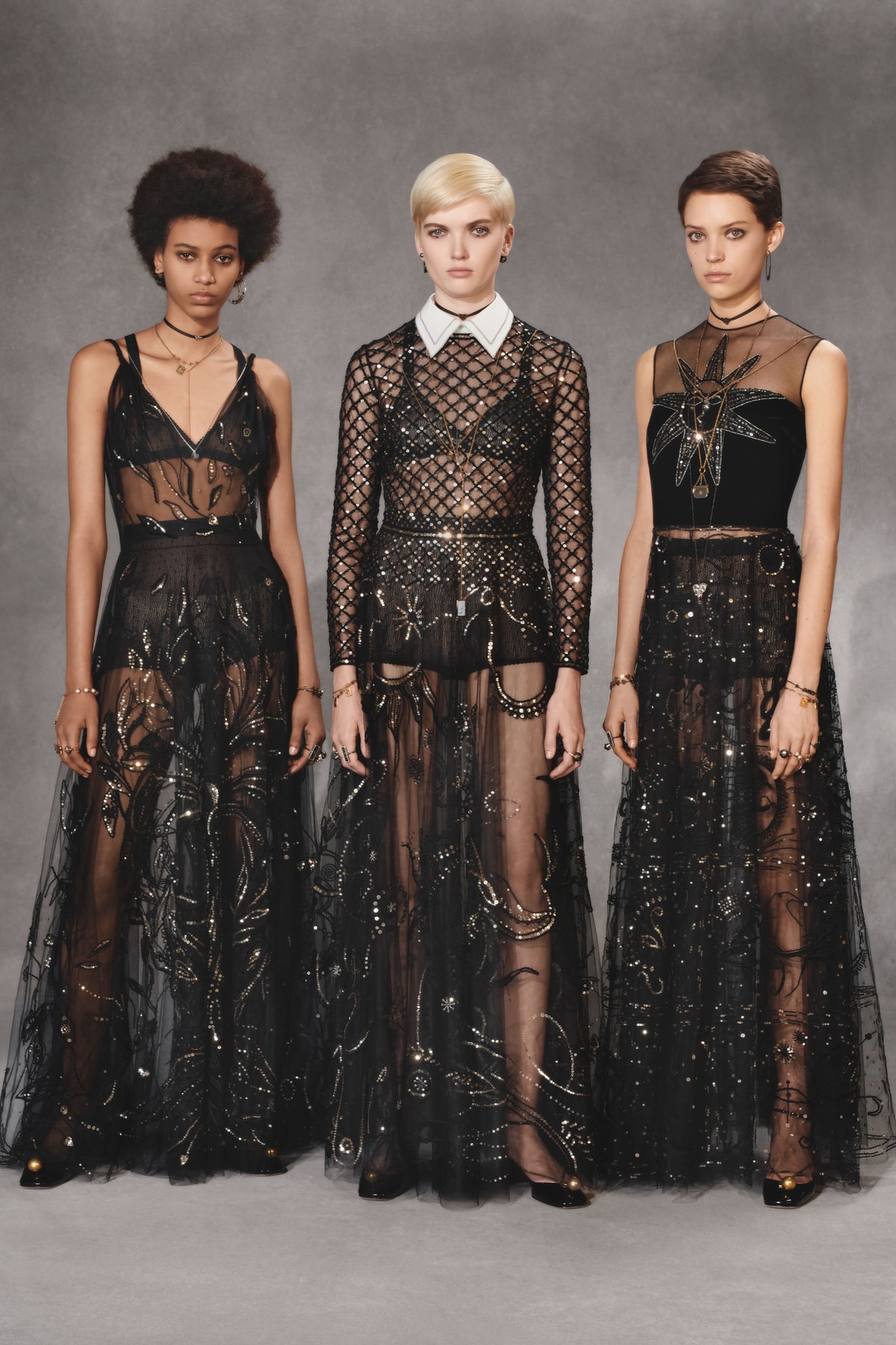 Dior Fall 2018 Collection Lookbook Tulle Sequin Gowns Black Gold