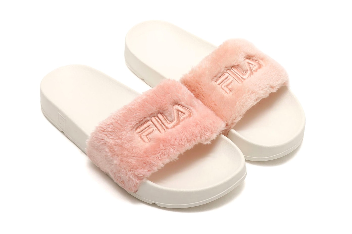 NWT Fila Fuzzy Faux Fur Slide Slip On Shoes Pink Size Womens 10