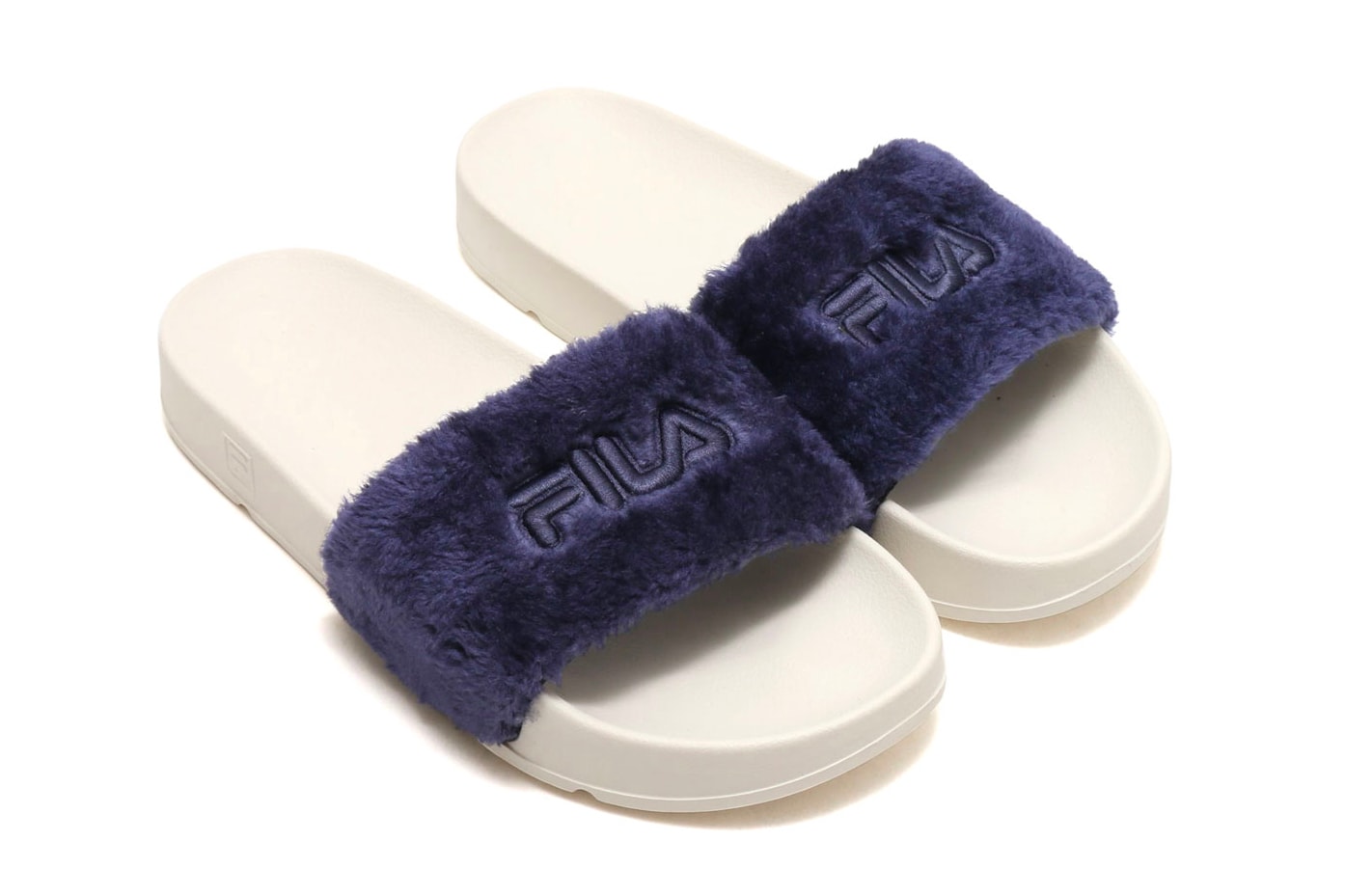 FILA Drifter Fur Slides Navy Blue Light Shop Price Where to Buy Release atmos Sandals Slippers Japan Summer 2018