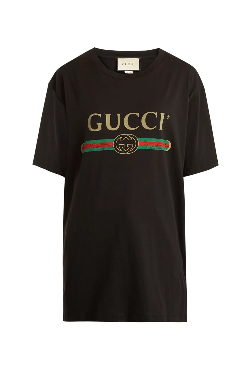 gucci restock matchesfashion black vintage logo tee front oversize fit