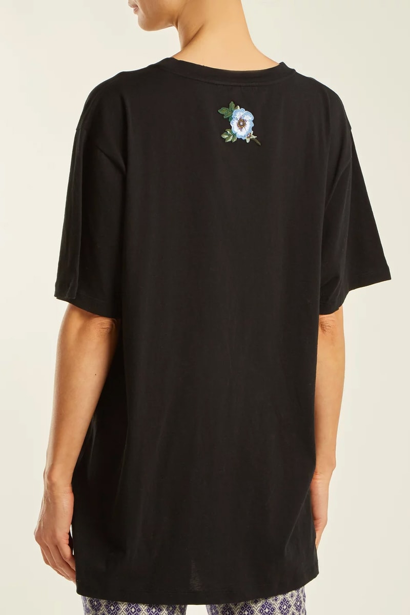 gucci restock matchesfashion black vintage logo tee back embroidery applique flower floral