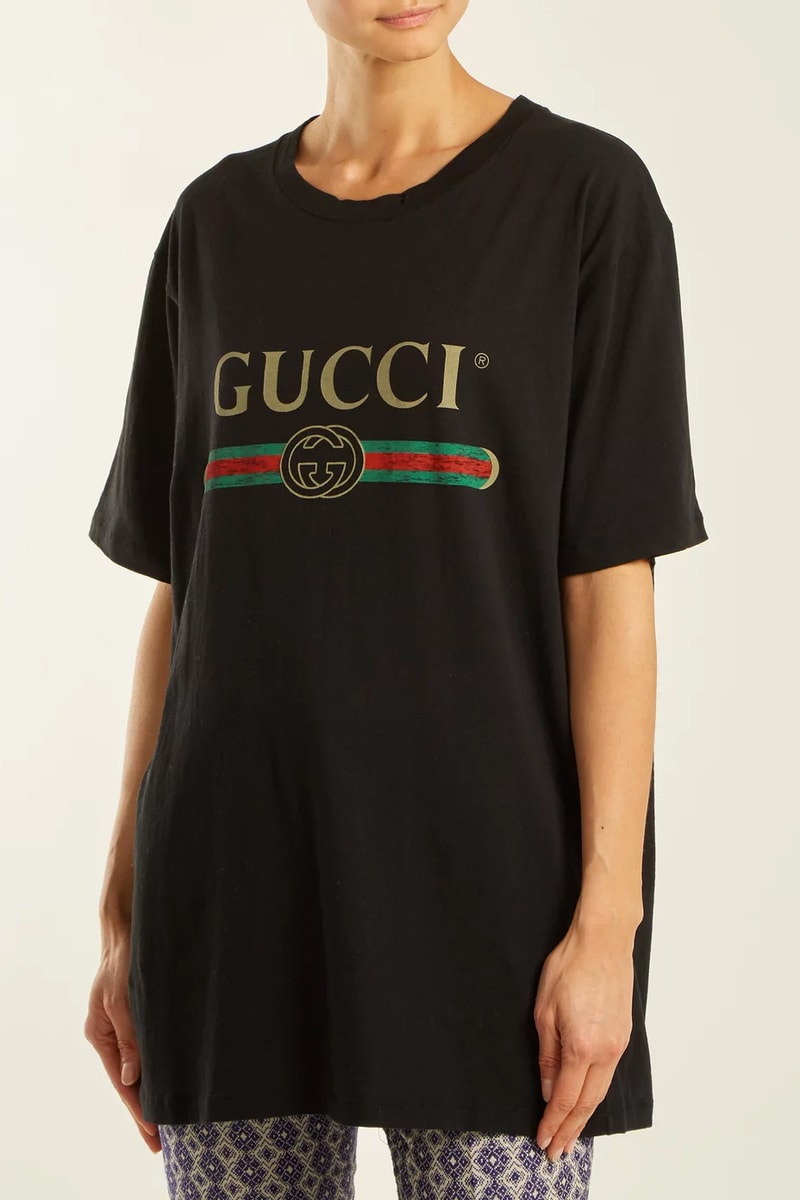 gucci restock matchesfashion black vintage logo tee front