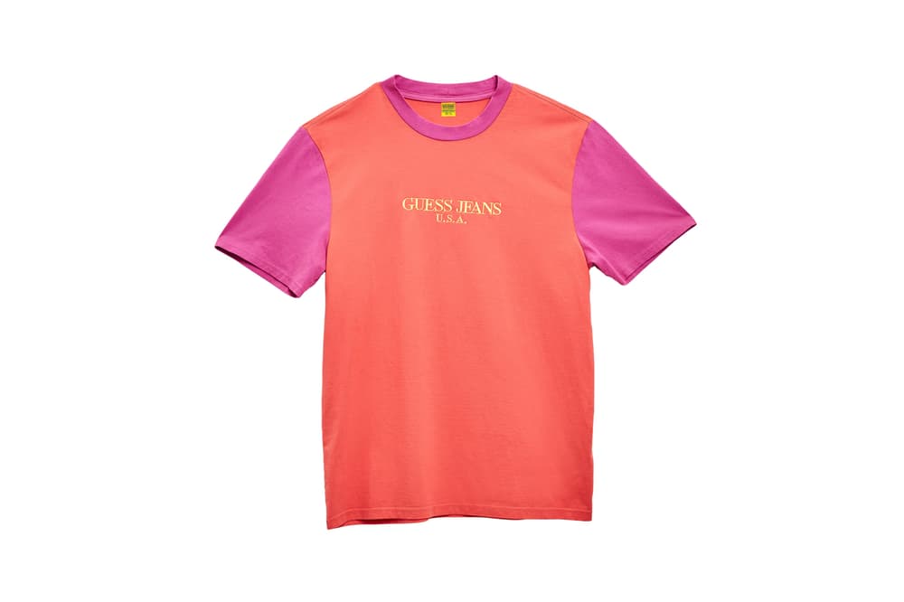GUESS Jeans U.S.A. Farmers Market Capsule Collection Colorblocked T-Shirt Orange Pink