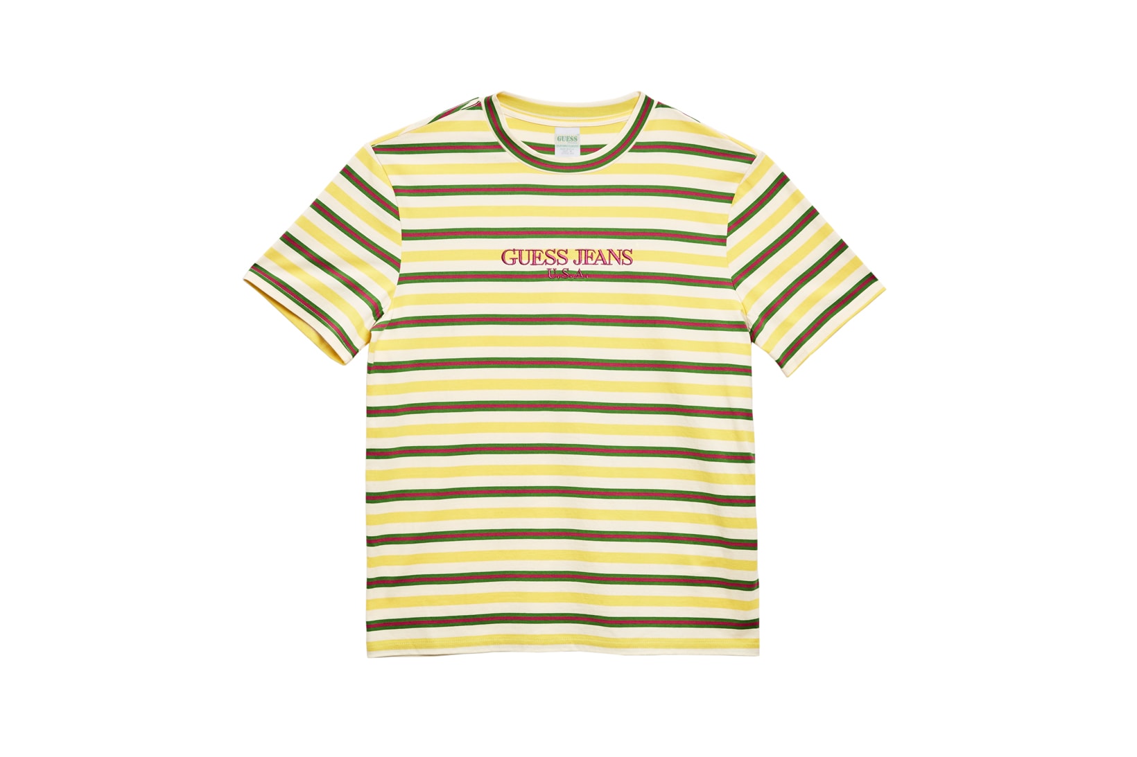 GUESS Jeans U.S.A. Farmers Market Capsule Collection Striped T-Shirt Yellow