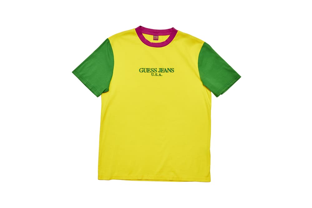 GUESS Jeans U.S.A. Farmers Market Capsule Collection Colorblocked T-Shirt Yellow Green