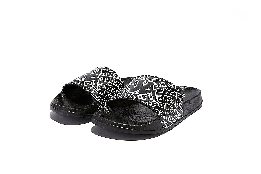 Kappa Black and White Logo Rubber Slides Sandals Shoes Spring Summer Sportswear Athleisure Pool Beach Wear