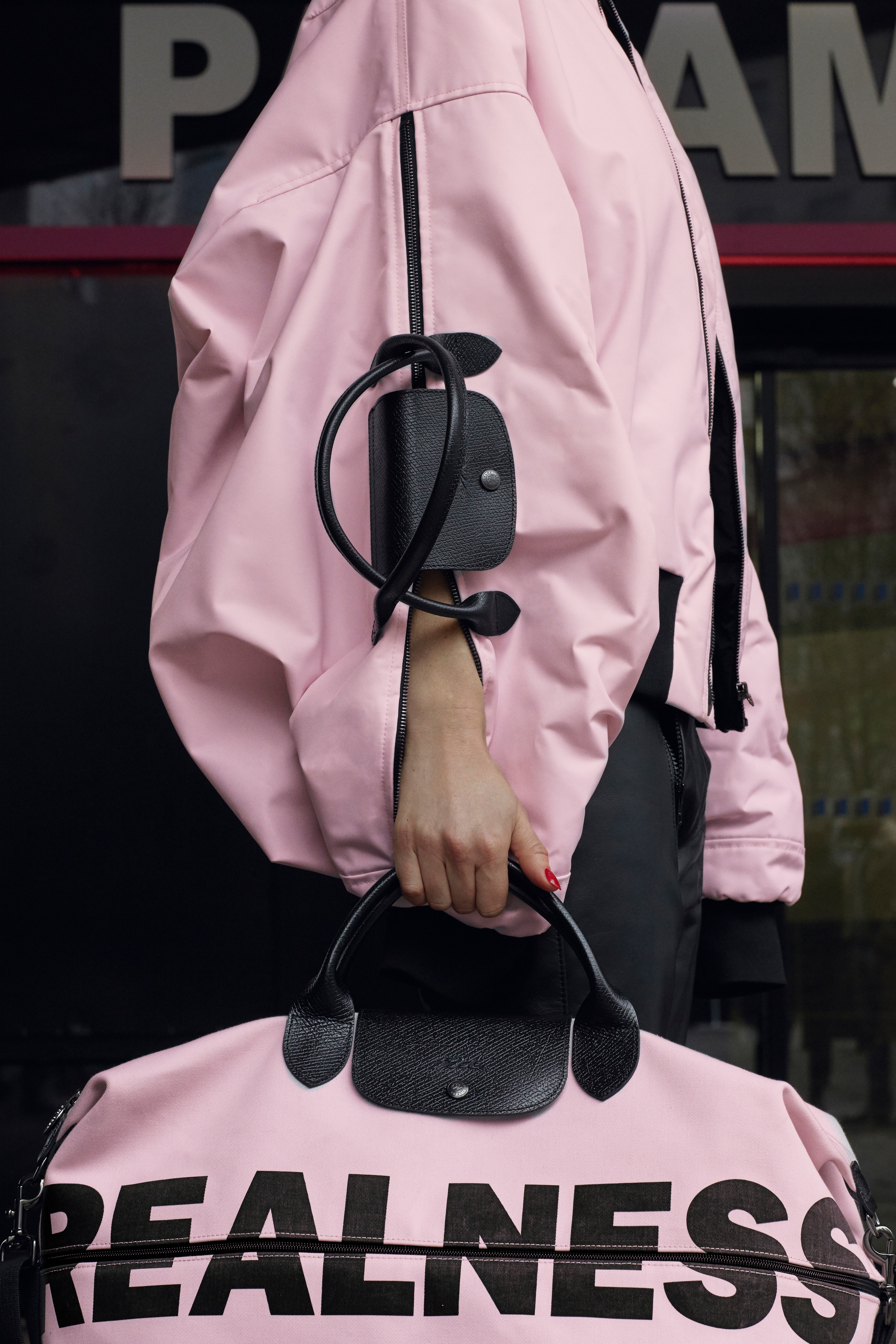 Longchamp As Seen By Shayne Oliver Collection Travel Bag Nylon Reimagined Pink Bomber Jacket French Luxury Fashion House
