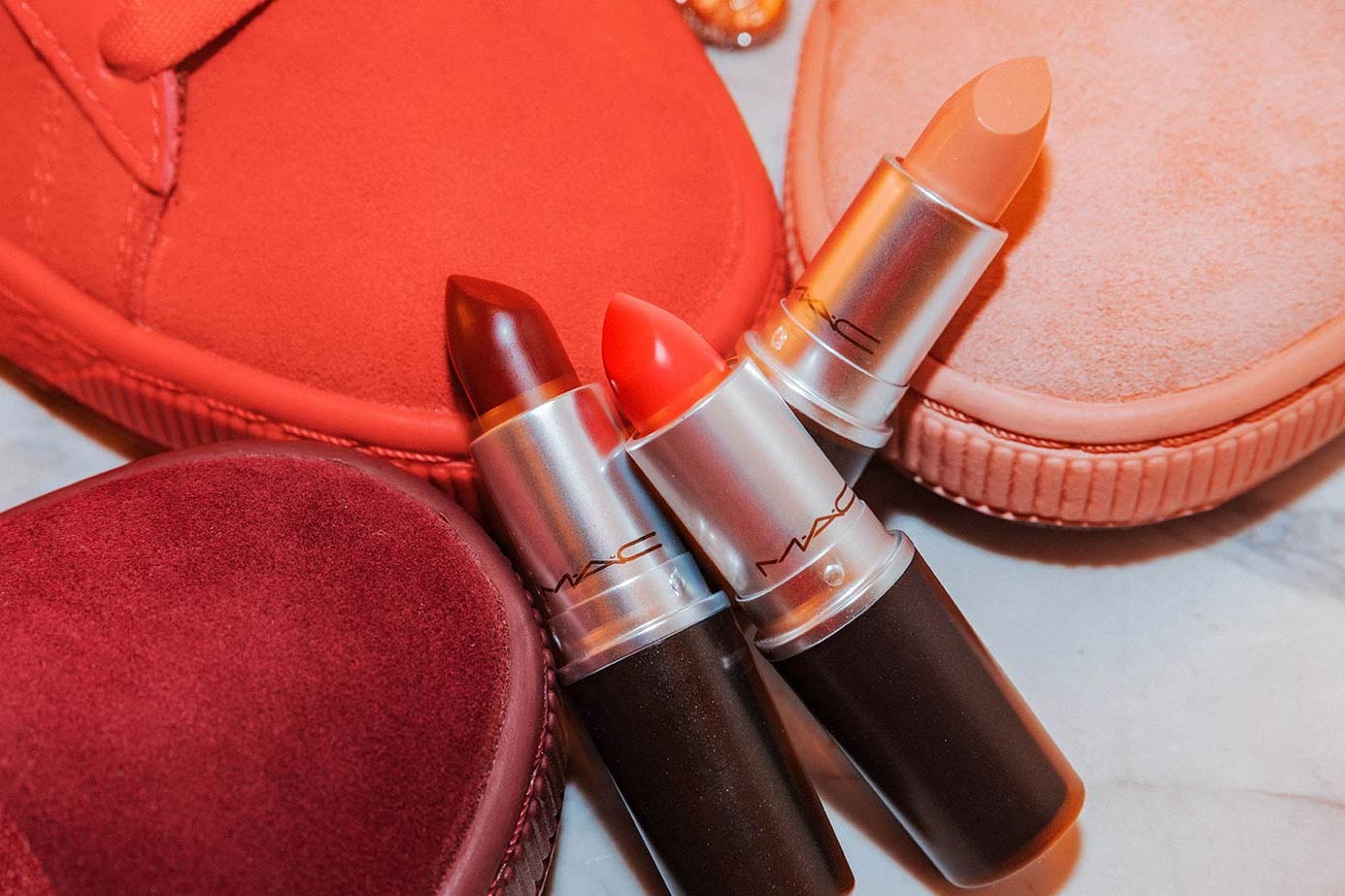 MAC x PUMA Suede 50 Lipstick Pack Creme d'Nude Lady Danger Sin