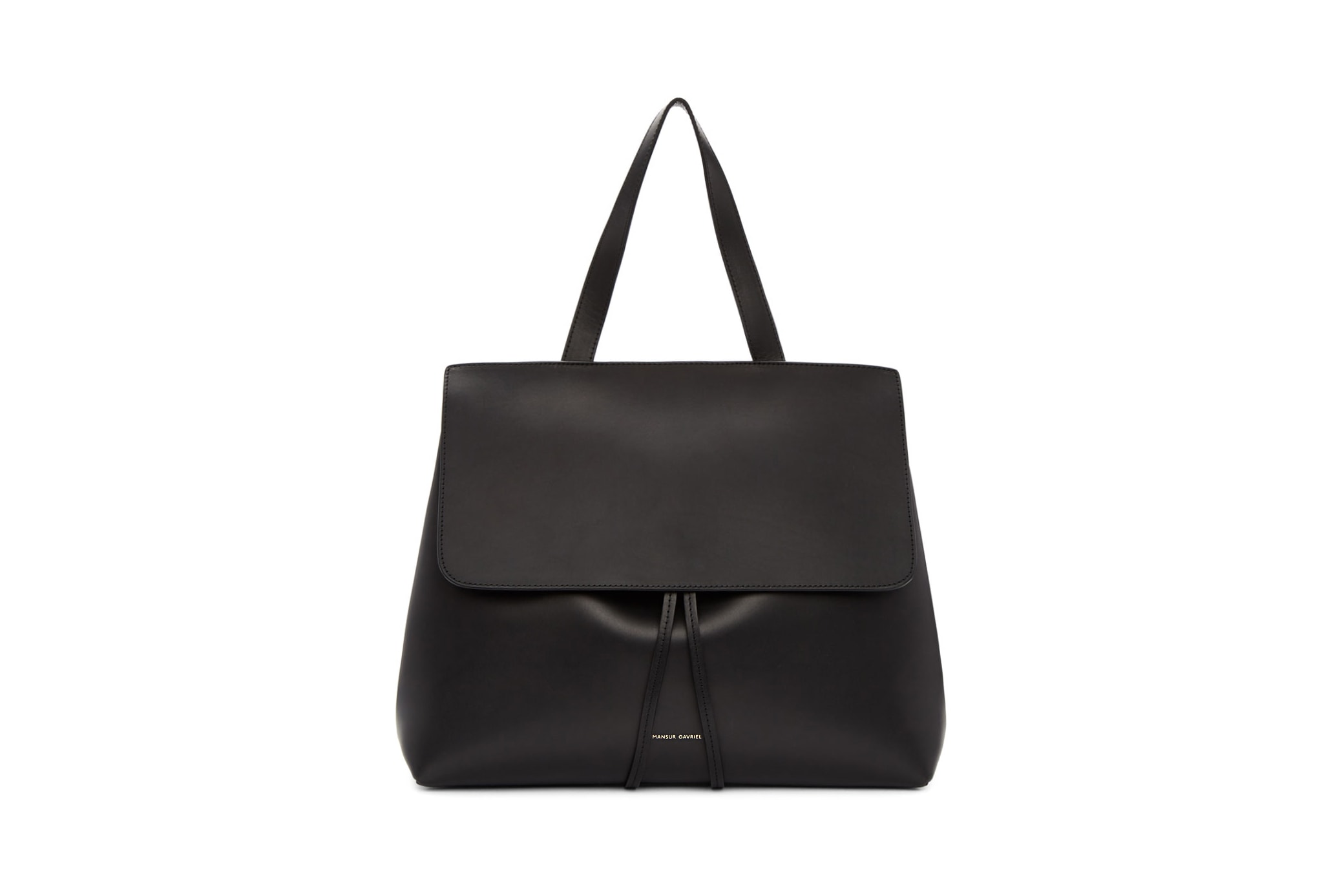 Mansur Gavriel Black Leather Lady Bucket Bag Simple Summer Shoulder Bag