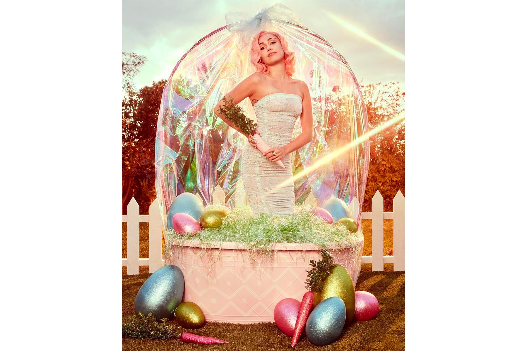 Miley Cyrus Easter 2018 Editorial Videos Photoshoot Pink Pastel Eggs Bunny Instagram