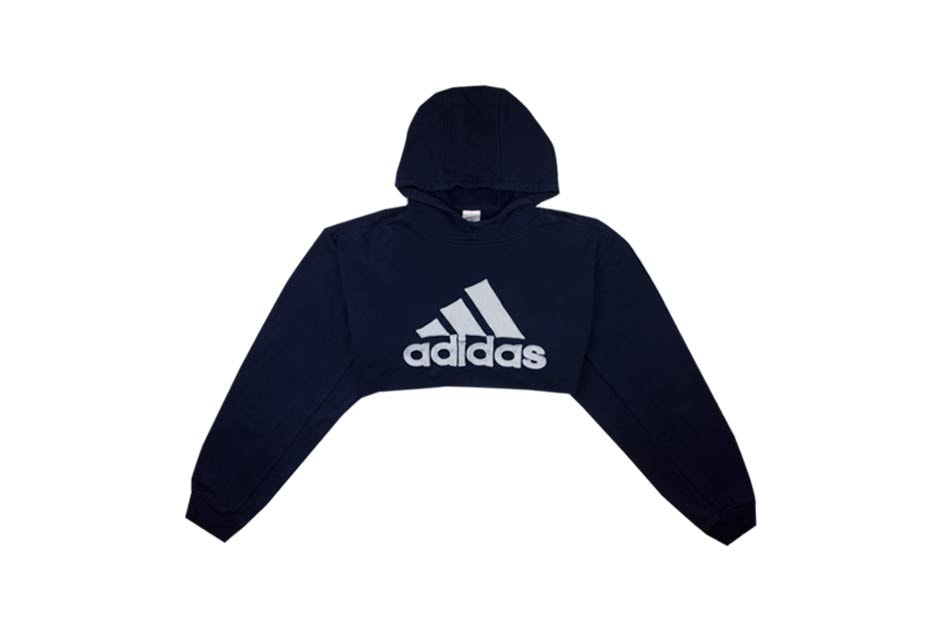 adidas Heritage Cropped Hoodie Navy Fruition