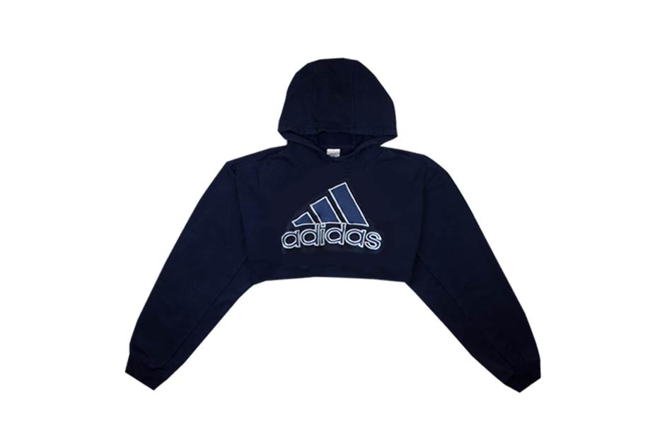 adidas Heritage Cropped Hoodie Navy Fruition