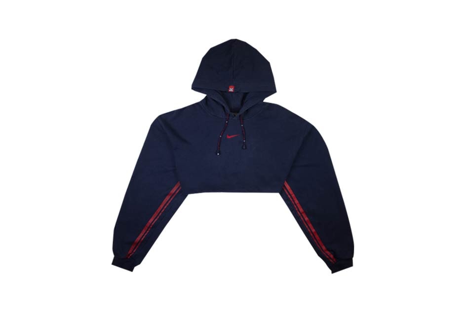 Nike Heritage Cropped Hoodie Navy Red Fruition