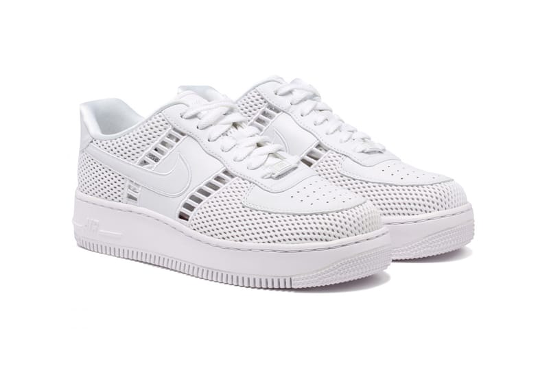 nike air force upstep platform trainers in white