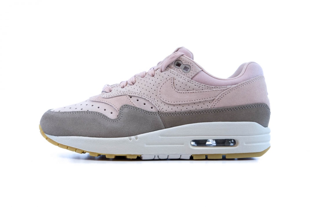 Nike Air Max 1 Premium Pink Particle Beige Suede Pastel Soft Perforated Women's Wmns where to buy