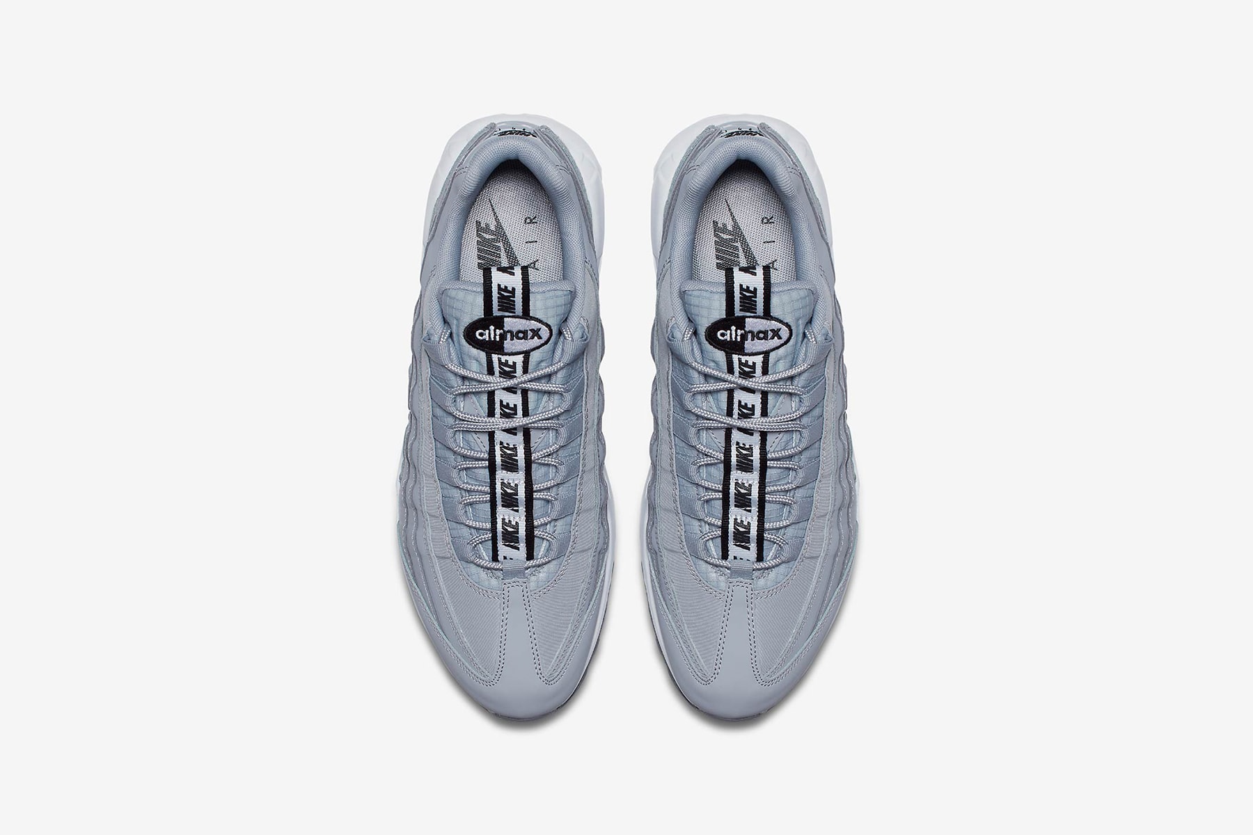 nike air max 95 pull tab slip on wolf grey insole top view