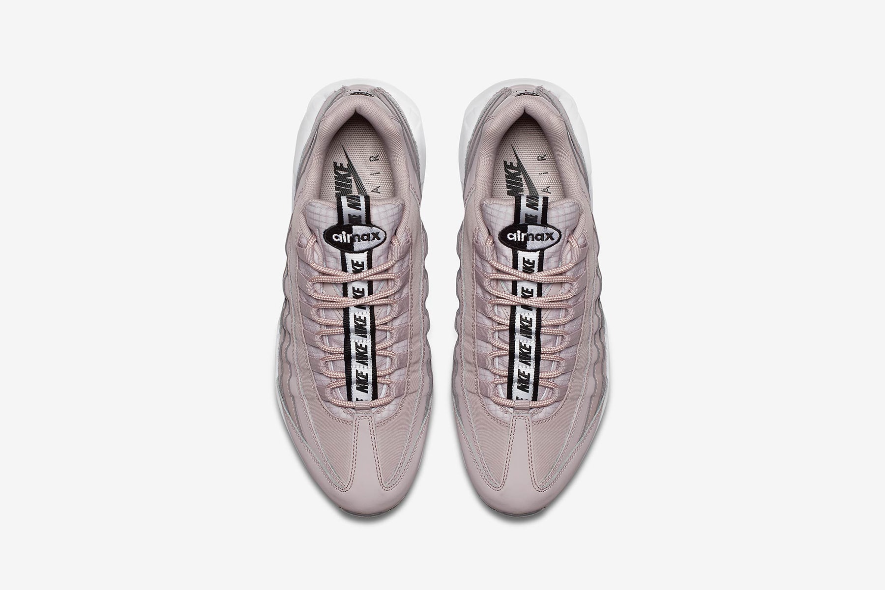 nike air max 95 pull tab slip on millennial pink particle rose insole top view