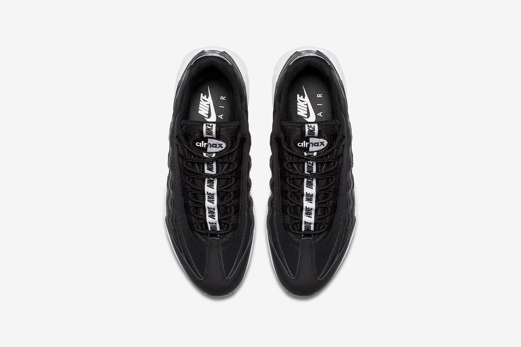 nike air max 95 pull tab slip on black insole top view