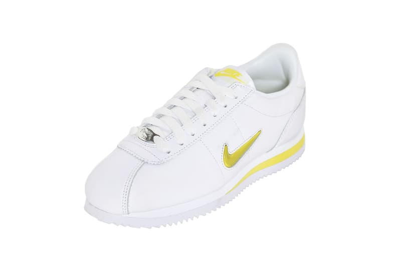 Nike Cortez Jewel in White/Yellow Spring Colorway Fresh Crisp Minimal Trainer Sneaker