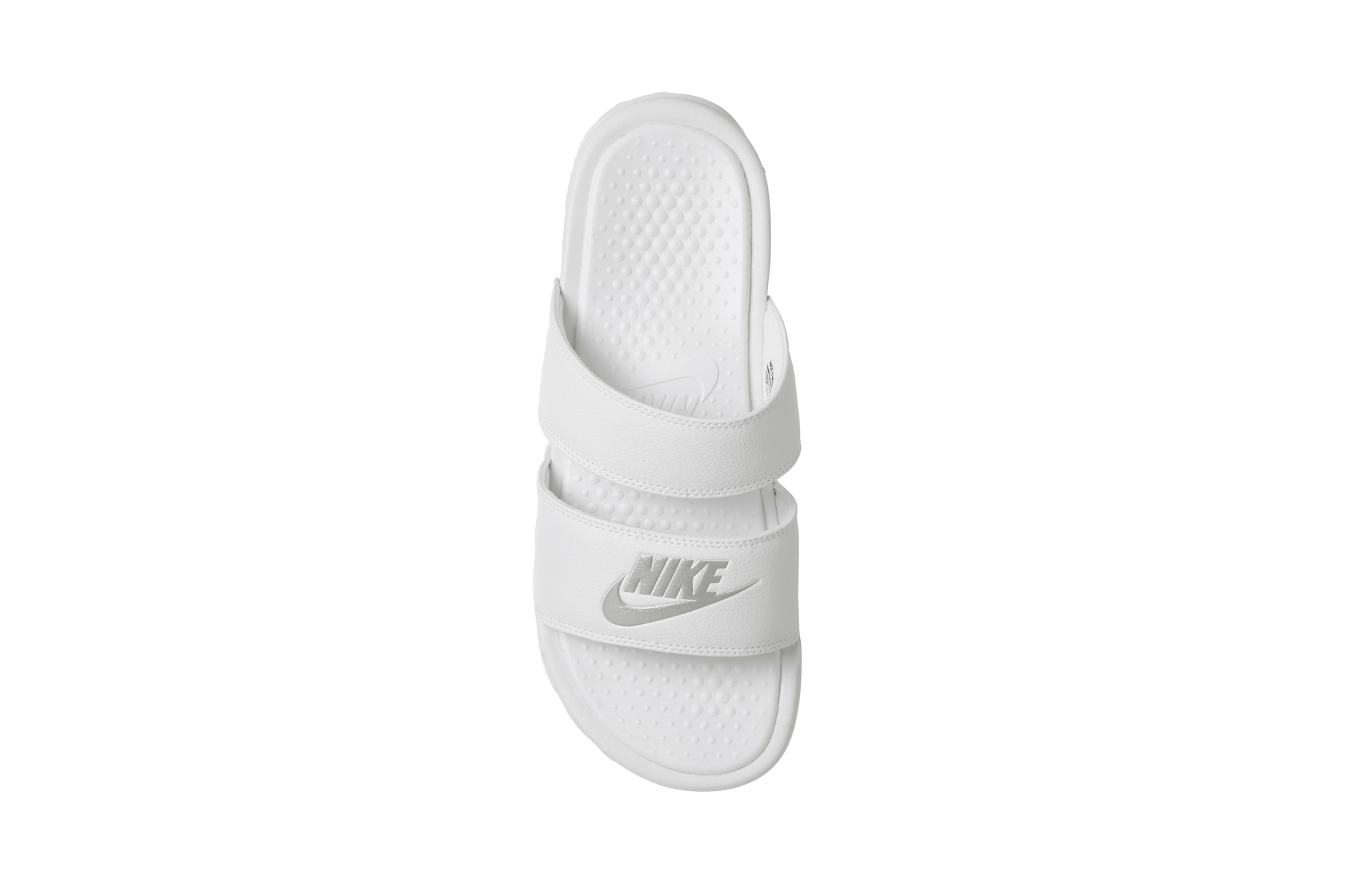 Nike Double Strap Slides in White/Black 