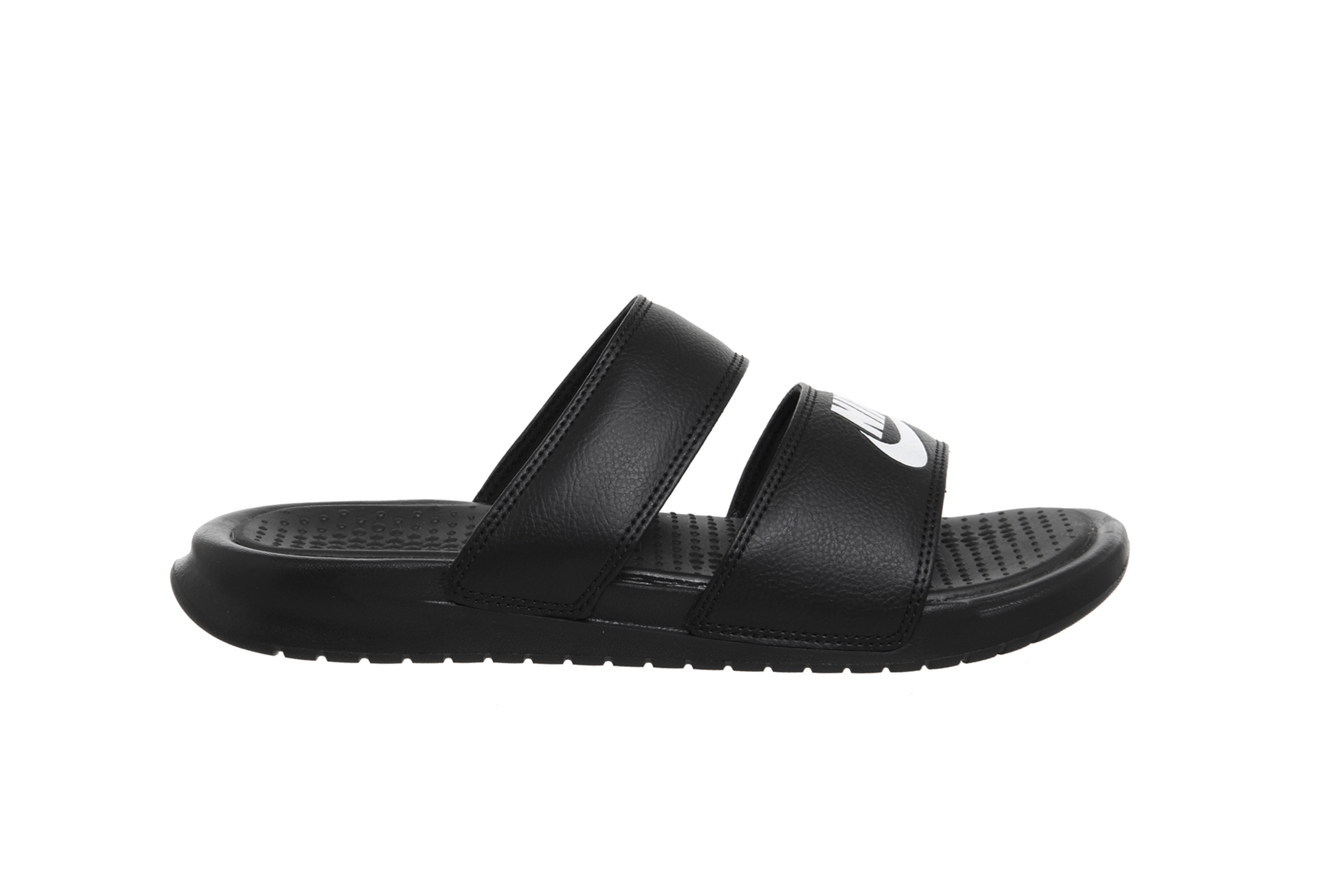 Nike Double Strap Slides in White/Black 