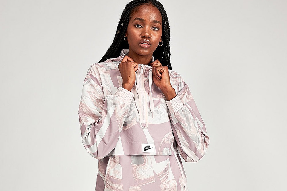 Nike drops Rose Pink Marbled Windbreaker Jacket Windrunner Retro Sportswear Pattern Women's wear to buy footasylum