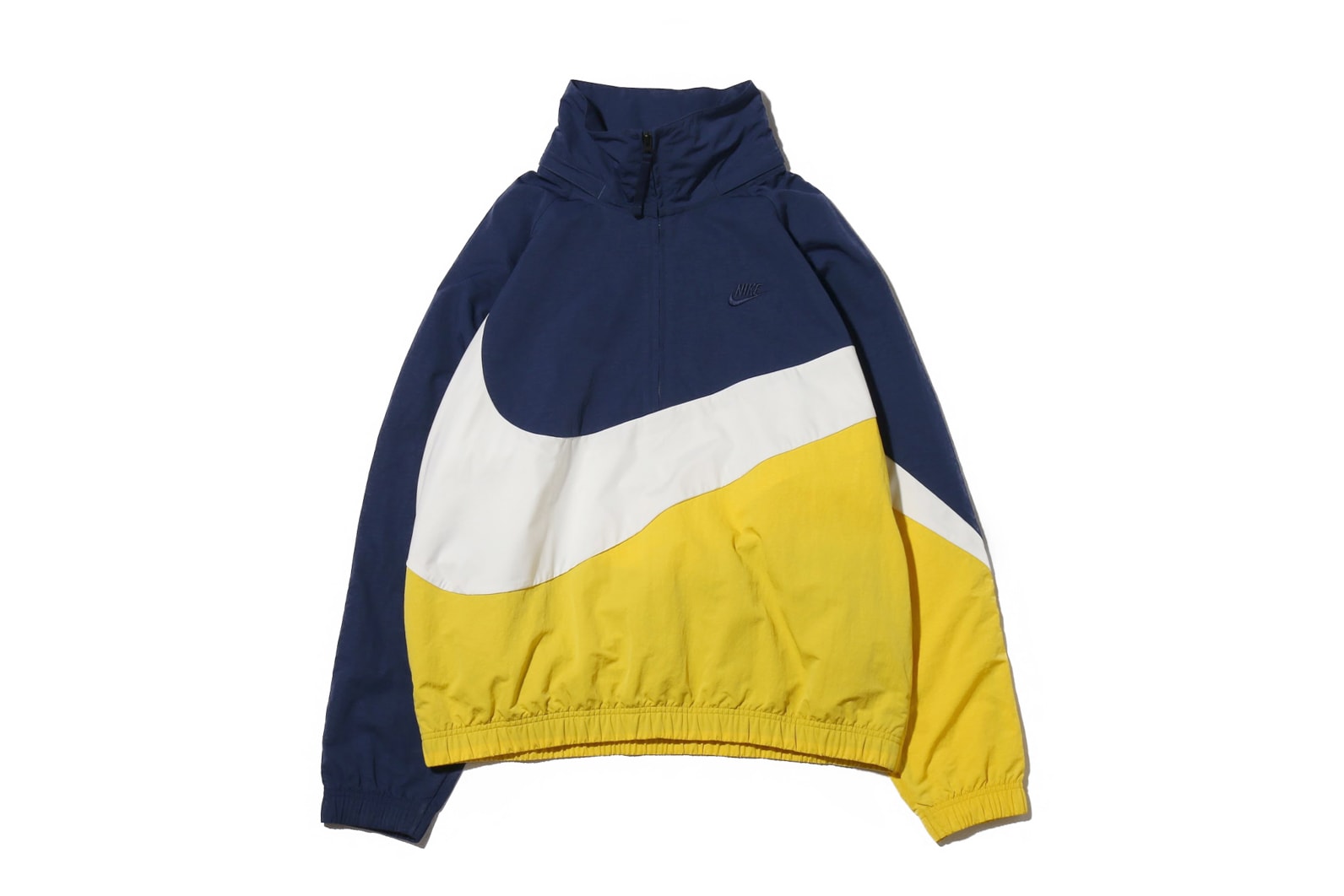 Nike Sportswear Big Swoosh Logo Anorak Jacket Tracksuit Yellow Vivid Sulfur Blue Navy White Price Release