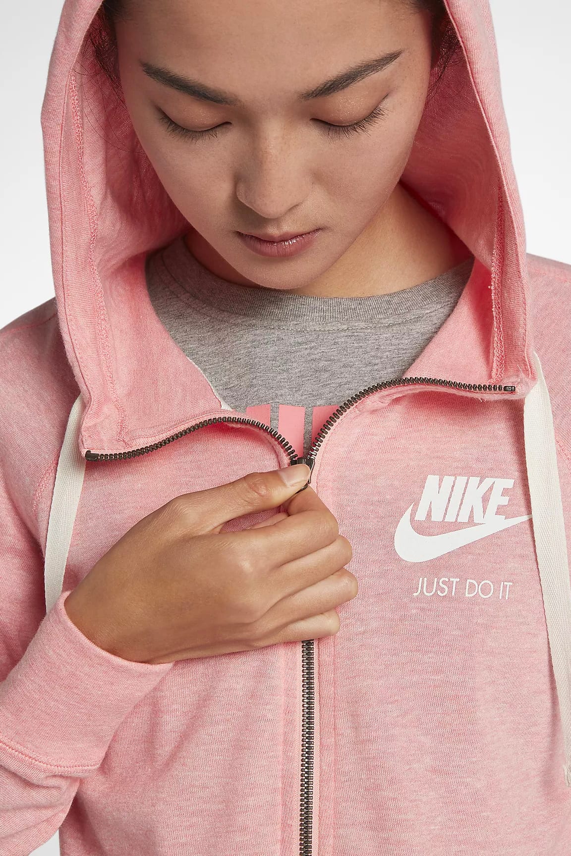 pink nike hoodie zip up
