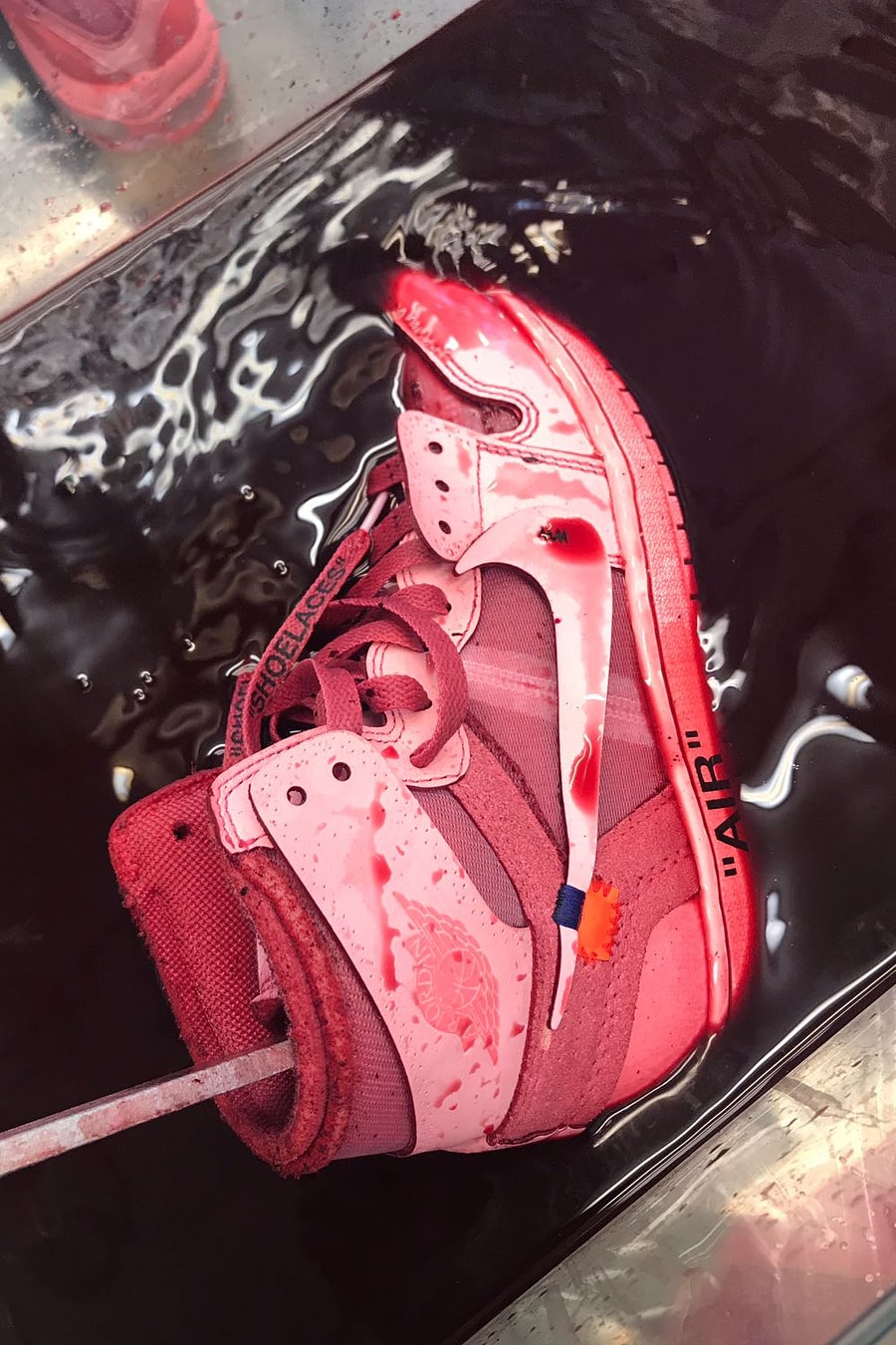 Virgil Abloh x Nike Air Jordan 1 The Ten Custom Red Dye Colorway Chiara Capitani One Block Down