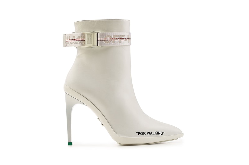 Off-White™ "FOR WALKING" Ankle Boots White Leather Virgil Abloh off white where to buy Stylebop.com