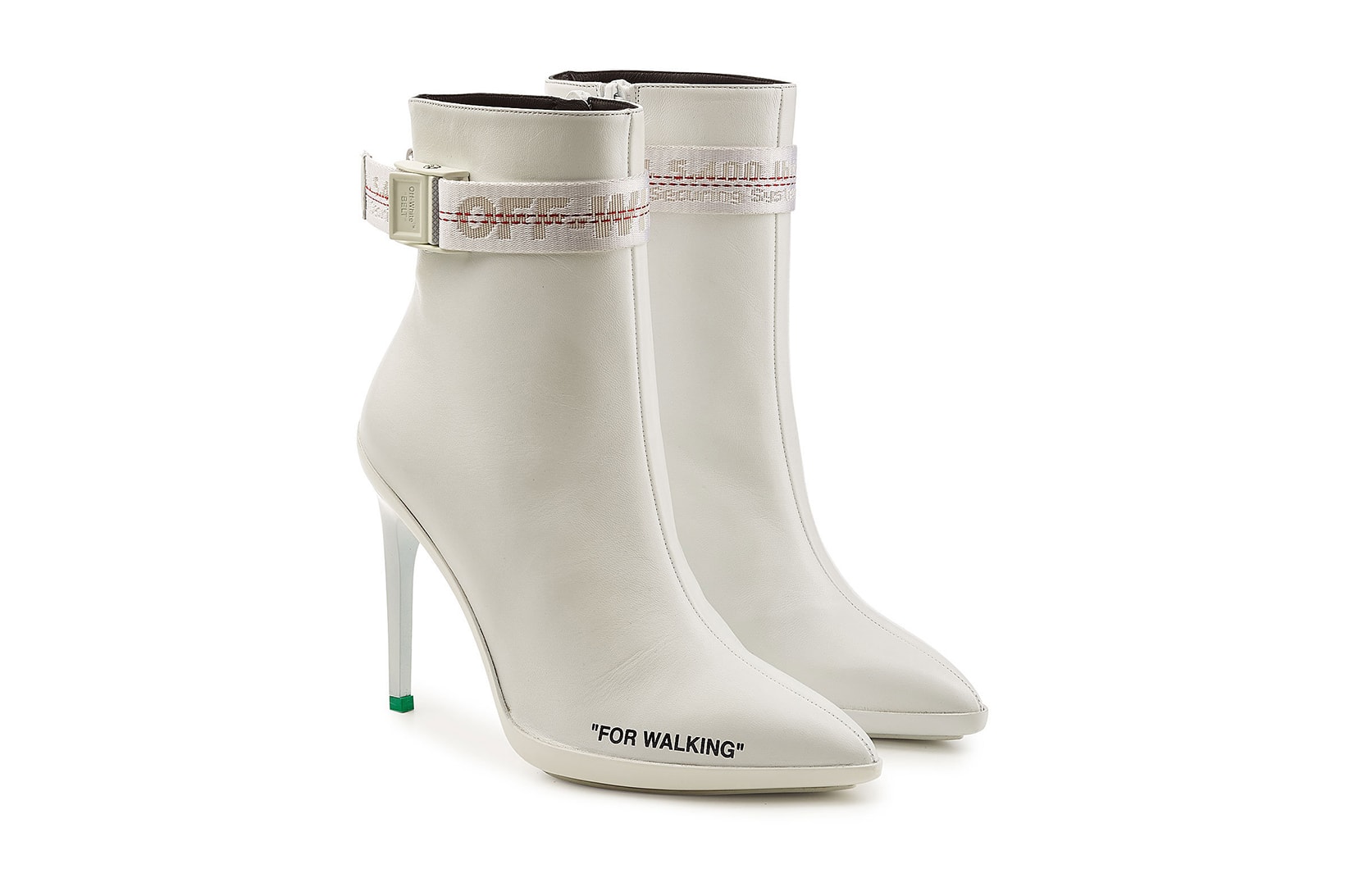 Off-White™ "FOR WALKING" Ankle Boots White Leather Virgil Abloh off white where to buy Stylebop.com